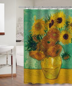sunflower shower curtains yellow painting